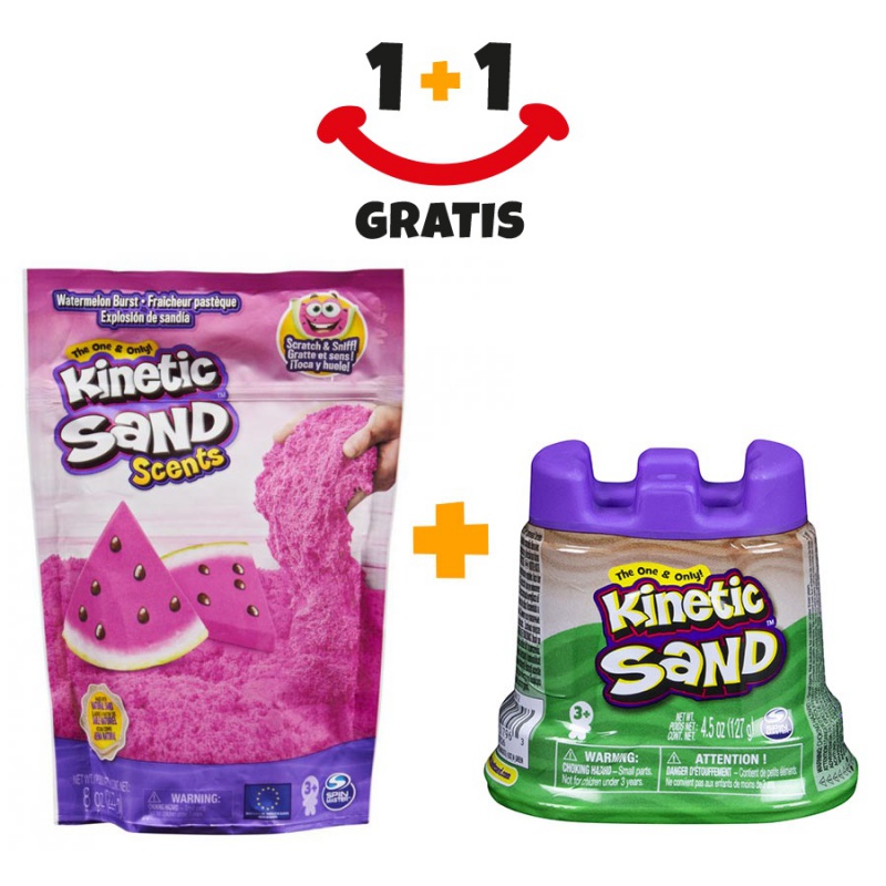 Akció 1+1 Kinetic Sand illatos folyékony homok dinnye + Kinetic Sand tégli folyékony homokkal